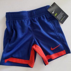 Nike Dry Boys 2T Blue Shorts with orange trim -NWT